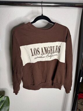 Hollister Brown Crewneck Sweatshirt with White Logo